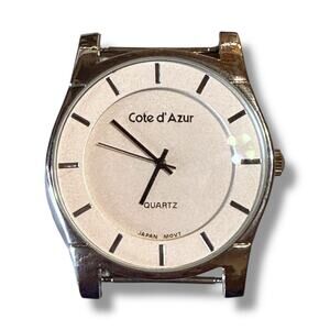 Cote d’Azur Watch Mens Silver Tone / Dial Quartz Timepiece NO STRAP WORKS As Is
